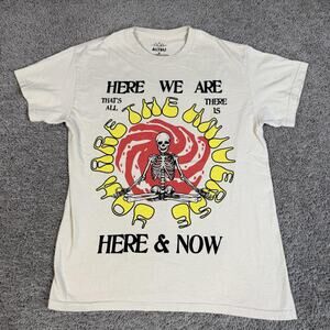 ALTRU Shirt Mens M Beige Here & Now Skeleton Graphic Crew Neck Cotton Classic